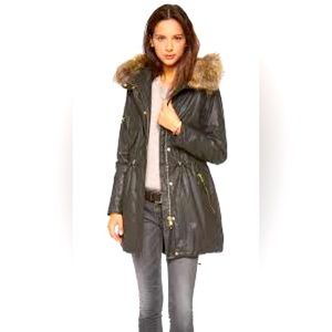 SO CUTE!! SAM Black Hudson Parka With Fur-lined Hood XS